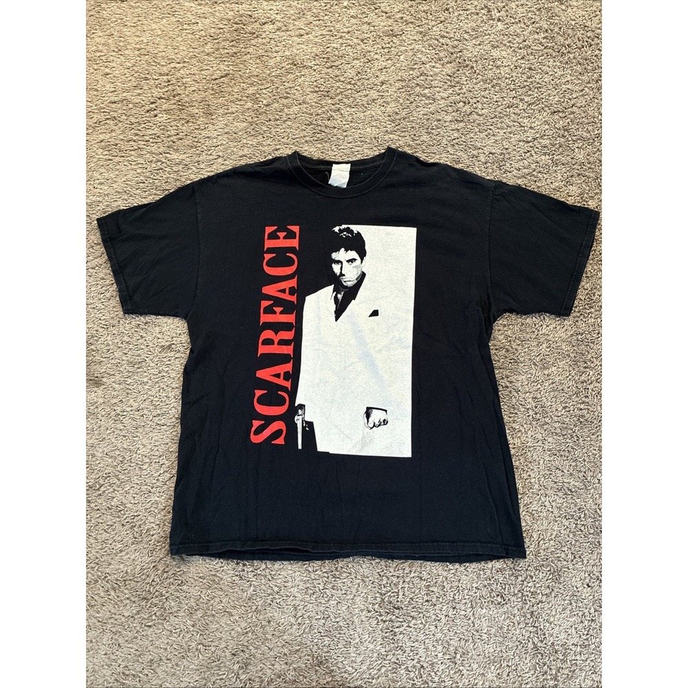 Vintage Scarface‎ Mens Scarface Movie Poster Graphic Black Shirt Large L